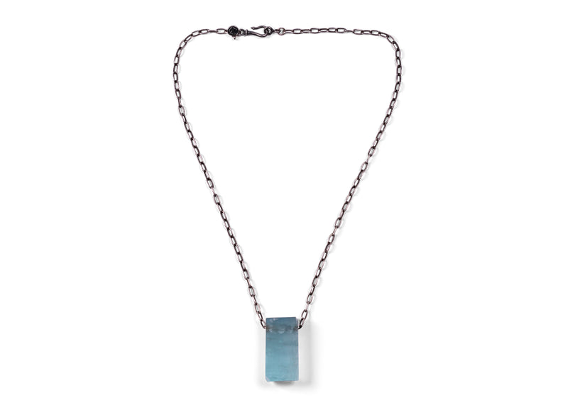 Aquamarine Necklace On Silver Chain - Large