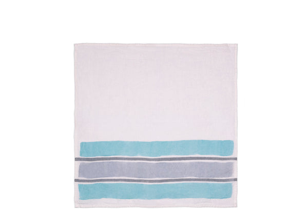 Rigato Napkin - Aqua, Silver + Grey