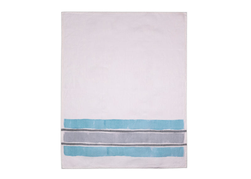 Rigato Tea Towel - Aqua, Silver + Dark Grey