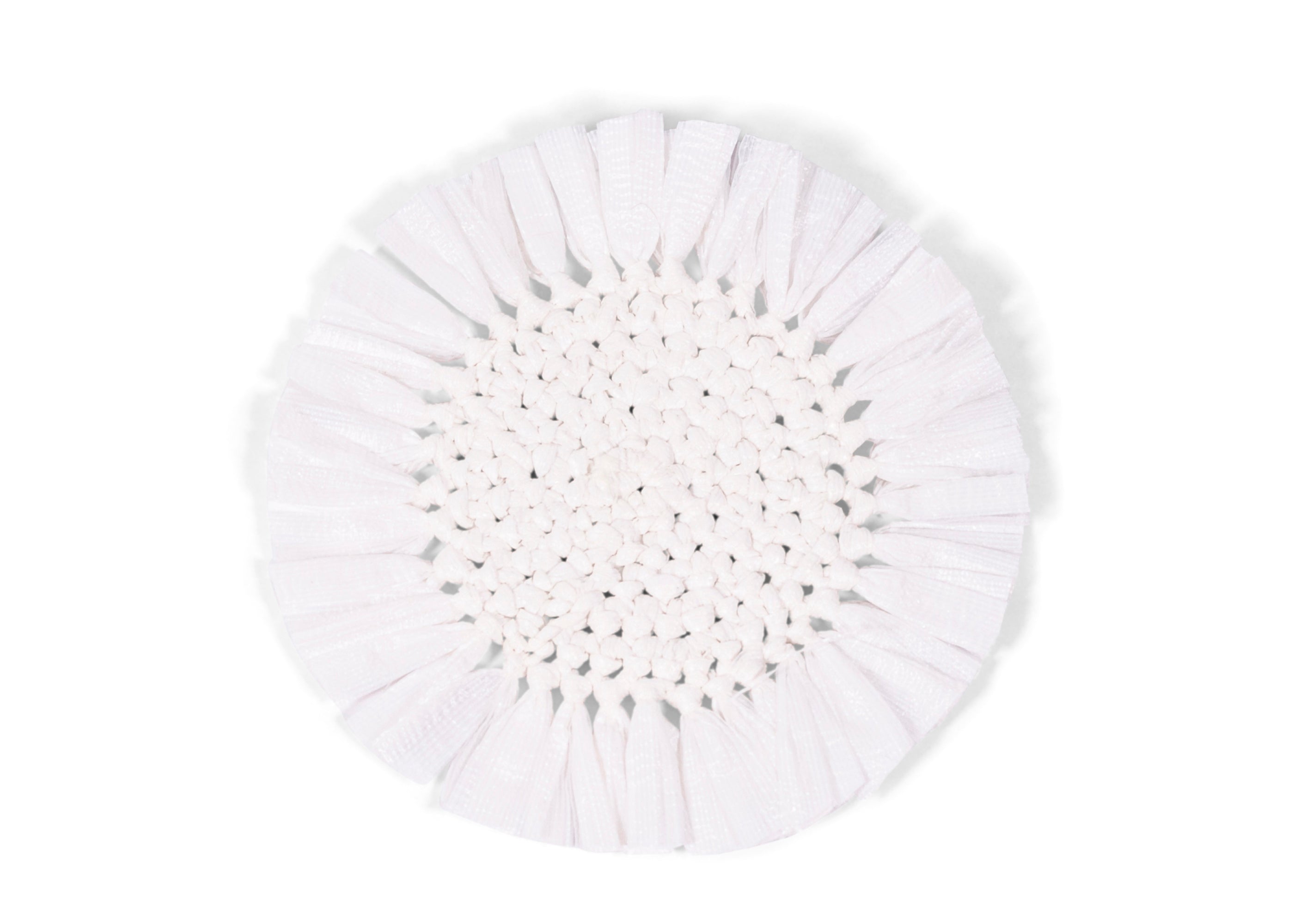 Woven Fringe Coasters - White