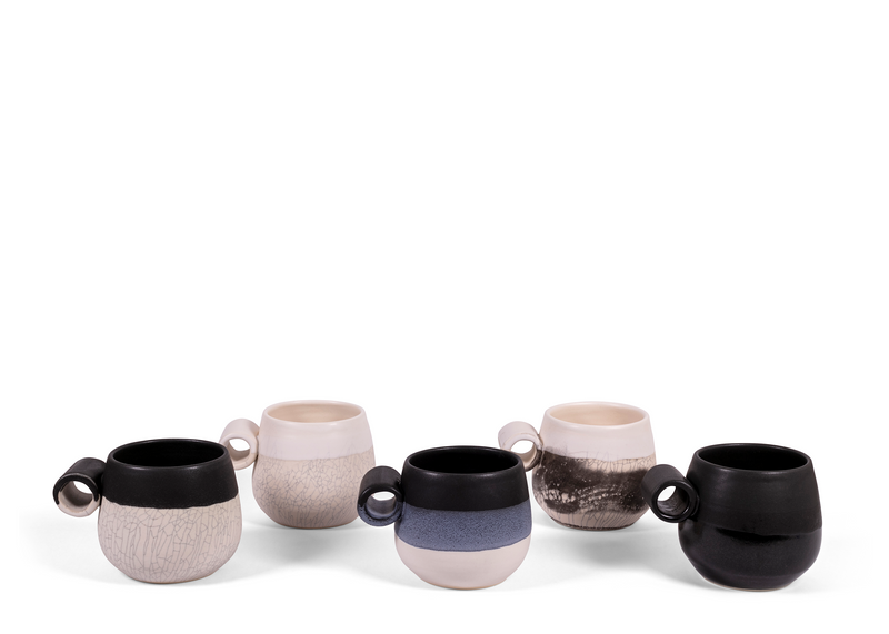 Stone Crackle Knuckle Mug - Black