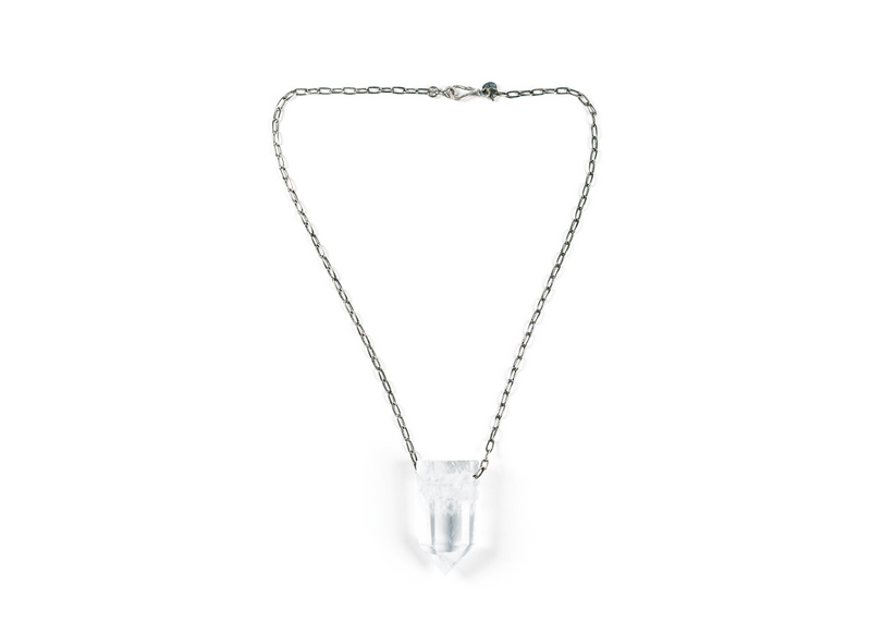 Clear Quartz Necklace On Silver - Medium