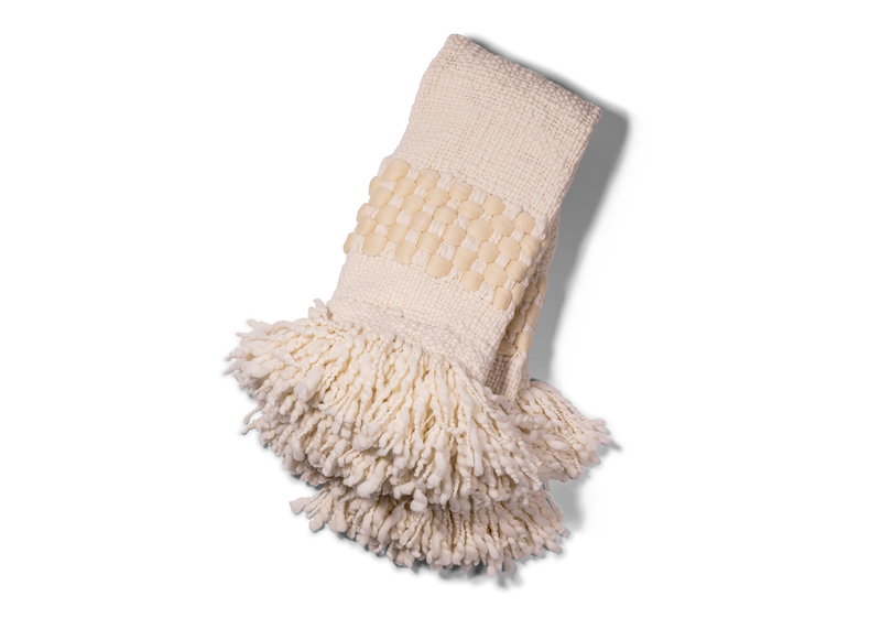 Luna Handwoven Wool Throw - Ivory