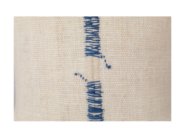 Makun Stitch Pillow - White + Blue